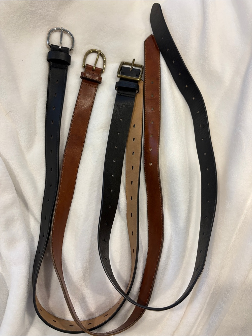 Classic Leather Belts in Black and Brown - Set of 3
